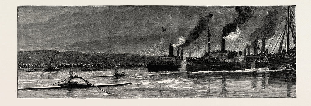 Detail of Sculling Match on the Parramatta River, Sydney, Between Clifford and Hanlan, February 7, 1885 by Anonymous