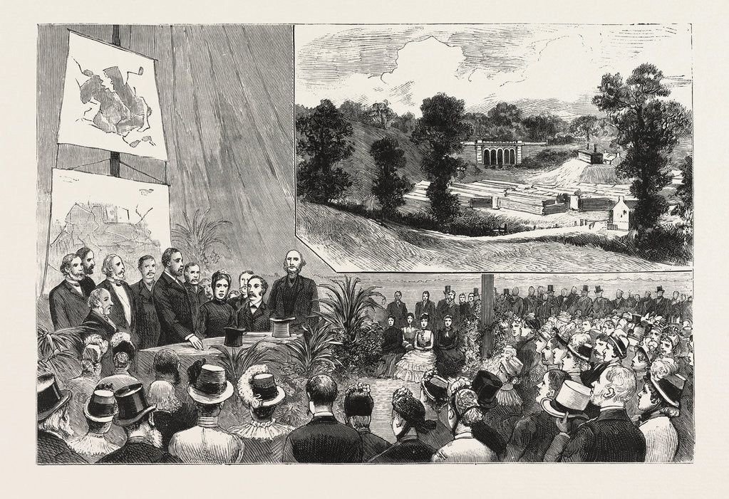 Detail of The Proposed Purchase of Parliament Hill, Hampstead, and the Adjacent Fields by the Metropolitan Board of Works: Interior of the Marquee by Anonymous