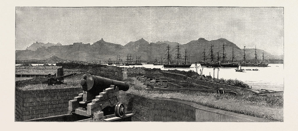 Detail of The Harbour of Port Louis, Mauritius, with a Squadron of German Men-of-War at Anchor by Anonymous