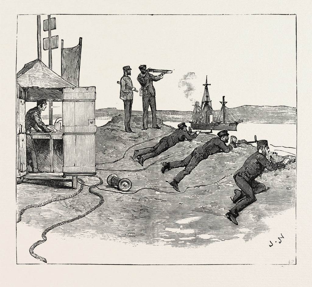 Detail of The Particular Service Squadron in Bantry Bay: Firing Mines from the Land. B Signal Box by Anonymous