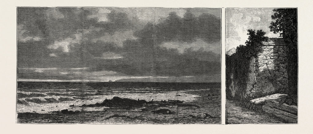 Detail of The Death of the Poet Shelley, 1822: The Place Where Shelley's Body Was Cast Ashore. Tomb in the Protestant Cemetery at Rome by Anonymous