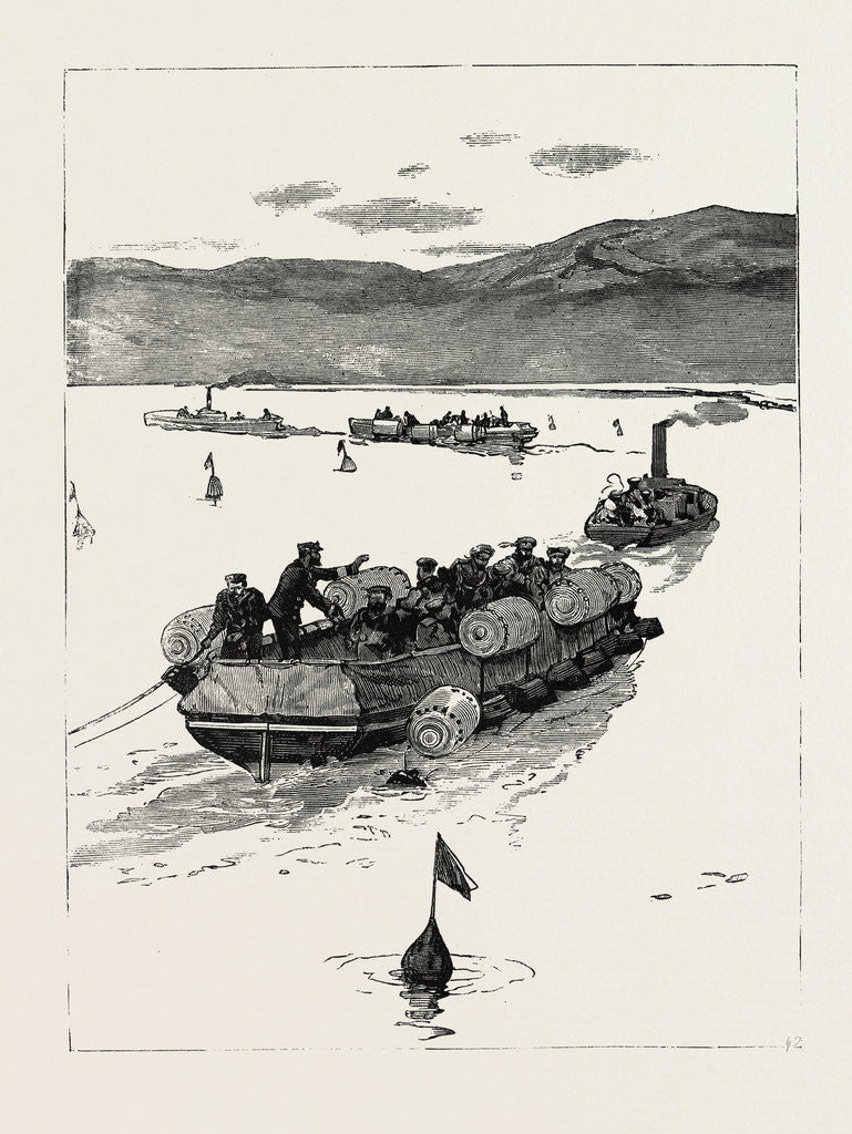 Detail of The Particular Service Squadron in Bantry Bay, Ireland: Lieutenants Hall and Thomas, of the Sultan, Sowing a Torpedo Field by Anonymous