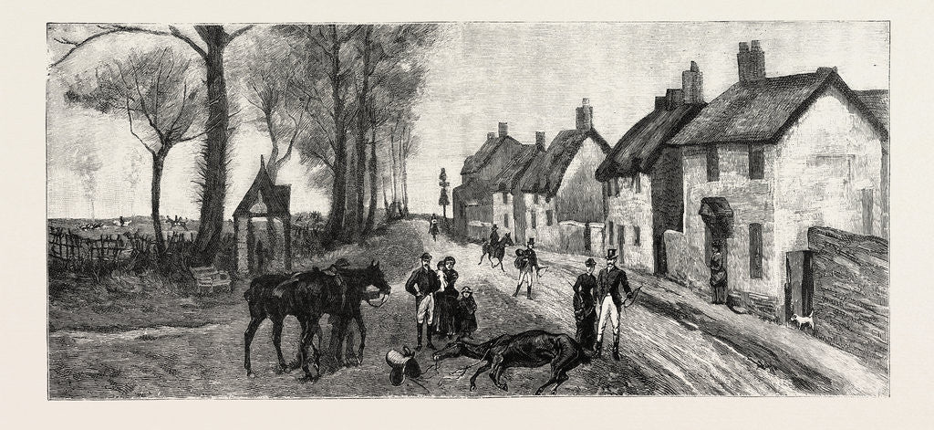 Detail of The Sensational Run of the Bicester Hounds, Death of Lady Chesham's Mare in the Village of Chesterton by Anonymous
