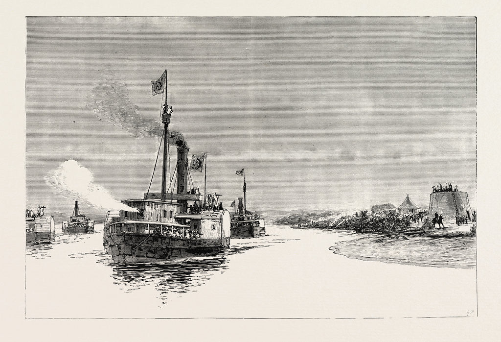 Detail of The War in the Soudan: Arrival of Gordon's Steamers Near Metemmeh from Khartoum, Jan. 21 by Anonymous