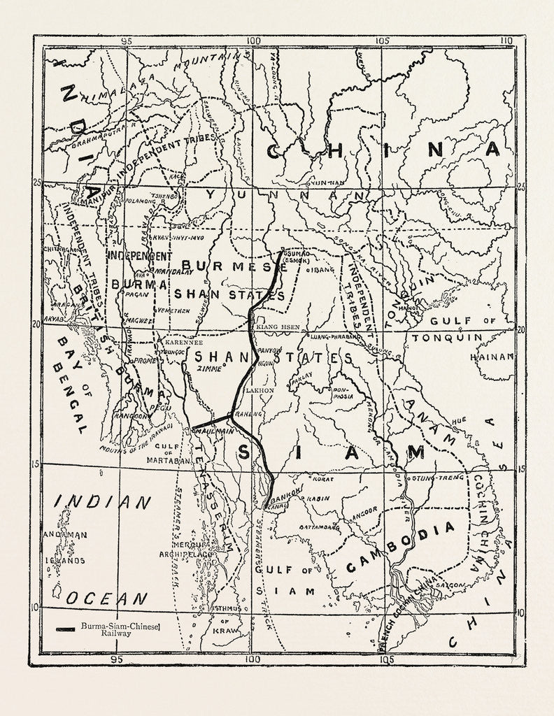 Detail of Map of Indo-China, Showing Burma and Adjoining Countries by Anonymous