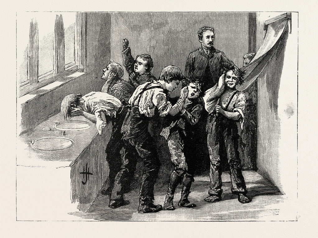 Detail of In a Lavatory, 9 A.M., School, London by Anonymous