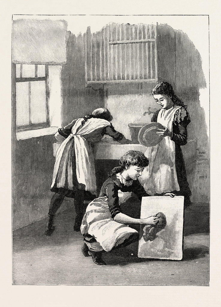 Detail of Scullery Work, Washing Up, School, London by Anonymous