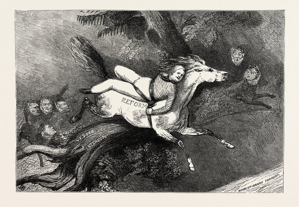 Detail of Parliamentary Elections and Electioneering in the Old Days: J. Doyle: Mazeppa: Again He Urges on His Wild Career, August 7, 1832 by Anonymous