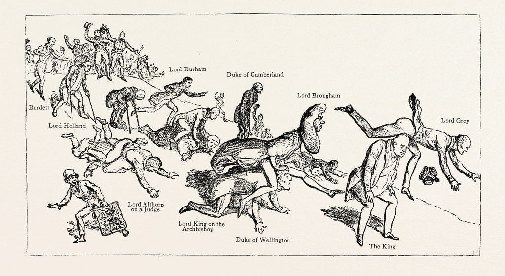 Detail of Parliamentary Elections and Electioneering in the Old Days: J. Doyle: Leap-Frog Down Constitution Hill, April 13, 1831 by Anonymous