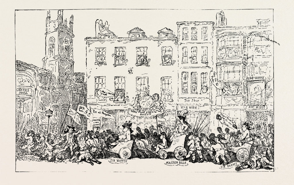 Detail of T. Rowlandson: Master Billy's Procession to Grocers' Hall, Parliamentary Elections, Pitt Presented with the Freedom of the City, 1784 by Anonymous