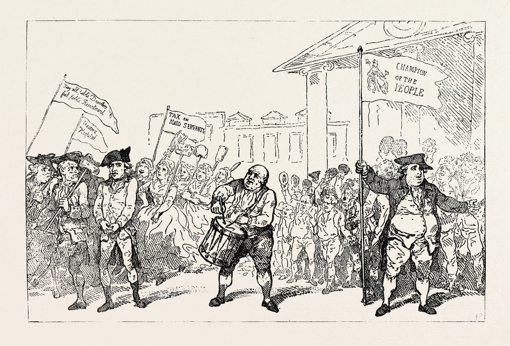 Detail of T. Rowlandson: The Westminster Deserter Drummed Out of the Regiment, Defeat of Sir Cecil Wray. Hustings, Covent Garden, Westminster Election, 1784 by Anonymous