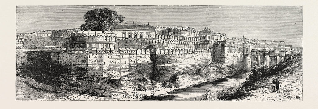 Detail of A View in Bundelkhund, Central India: The Fort at Samptar by Anonymous