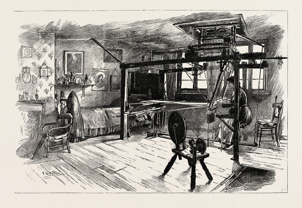 Detail of A Spitalfields Weaver at Work by Anonymous