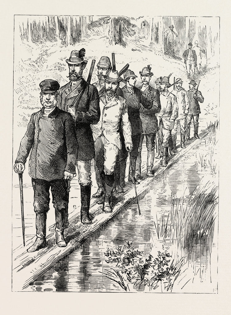 Detail of The Prince of Wales in Sweden: Crossing a Morass by a Forest Bridge by Anonymous