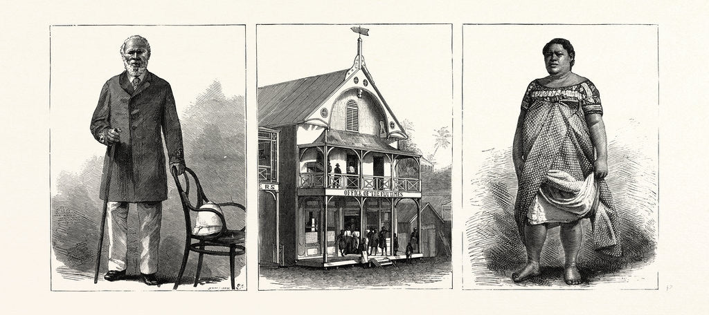 Detail of King George of Tonga; Office of the Fiji Times, Levuka, Fiji Islands (Centre); Princess Anaziene, Granddaughter of Prince George of Tonga by Anonymous