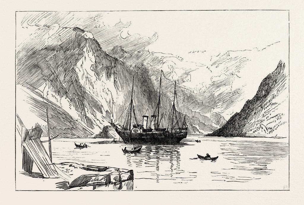 Detail of The Visit of the Prince of Wales to Norway: The Osborne at Anchor at Odde by Anonymous