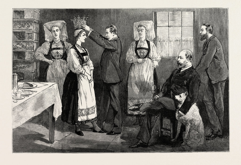 Detail of The Prince of Wales in Norway: Trying a Bridal Crown on the Head of a Waiting-Maid at Vossevangen by Anonymous