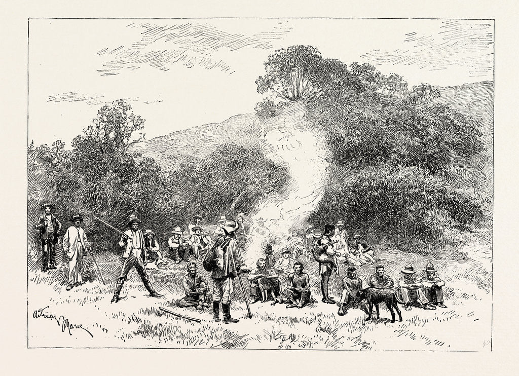 Detail of A Buck-Hunting Excursion in South Africa: A Group of Beaters by Anonymous