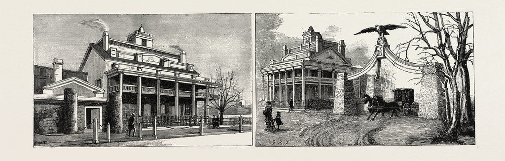 Detail of Salt Lake City, Utah, USA: The Beehive, the Late Brigham Young's Residence; Eagle Gate by Anonymous