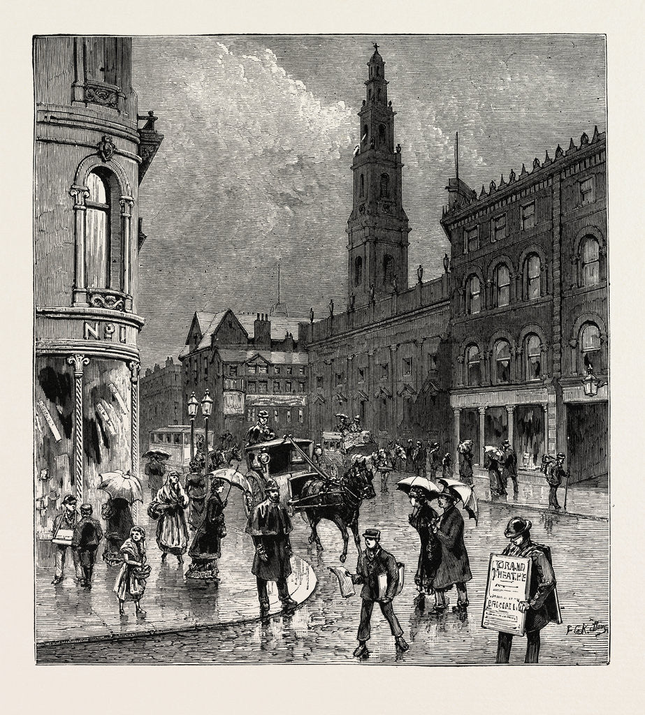 Detail of Leeds, Corner of Briggate and Boar Lane by Anonymous