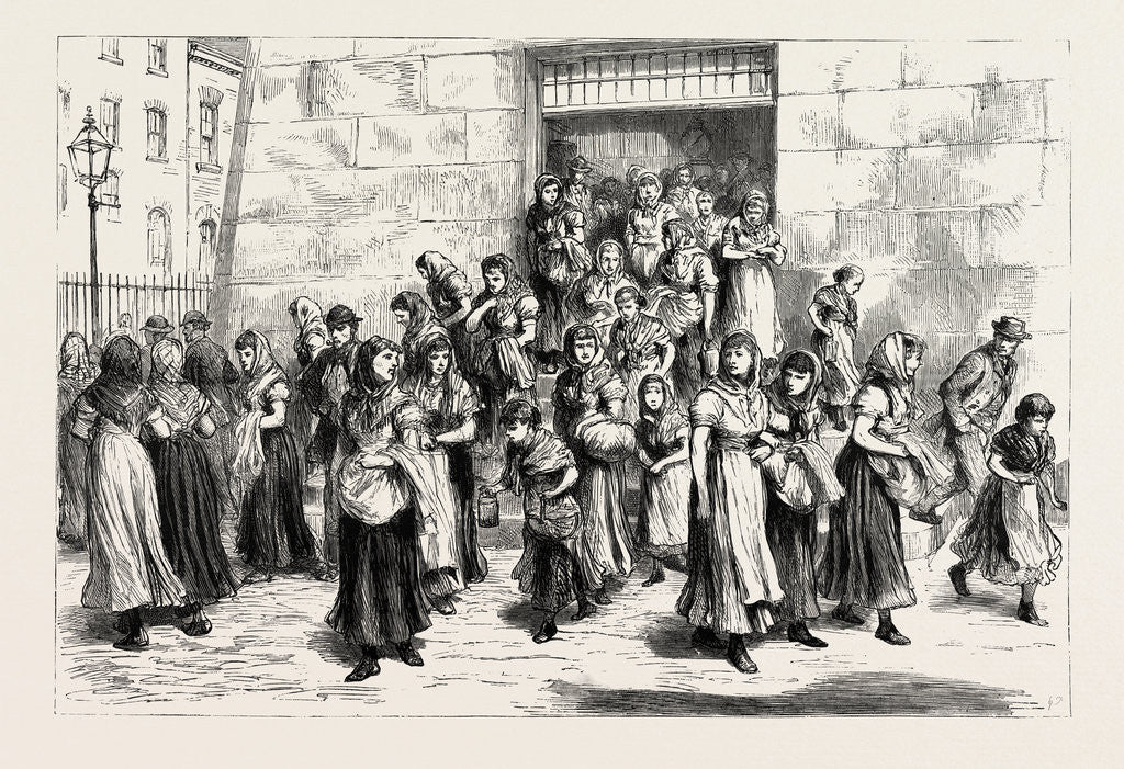 Detail of Leeds: Messrs. Marshall's Flax Mill: Factory Hands Leaving for Dinner by Anonymous