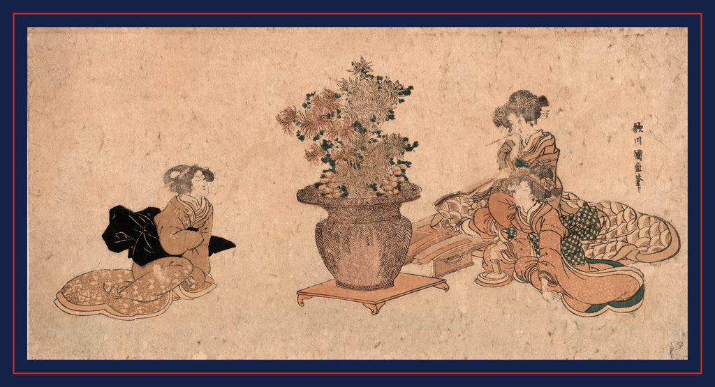 Detail of Rikka O Nagameru San Bijin, Three Beauties Admiring an Arrangement of Rikka Flowers by Anonymous
