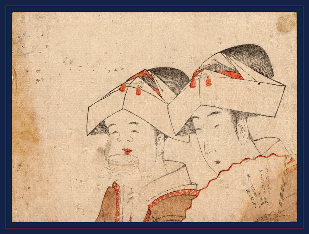 Detail of Bijin to Otafuku, Beauty and Otafuku by Anonymous