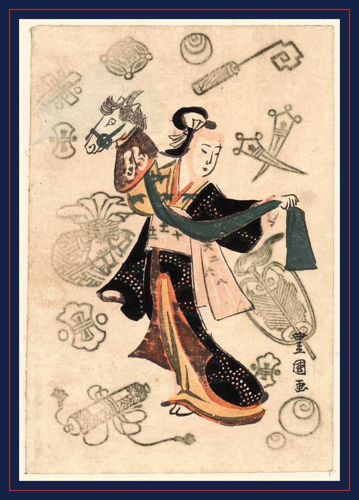 Detail of Fujimusume No Harukoma, Wisteria Maiden and Hobby Horse. 1831 by Anonymous