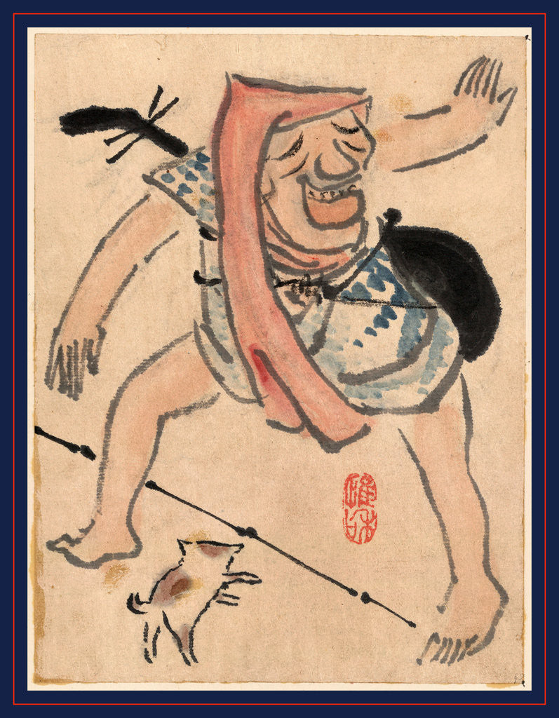Detail of Caricature of Musician or Actor Dancing with a Cat at His Feet by Anonymous