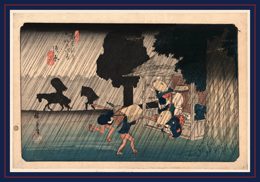 Detail of People Caught in a Rain Storm Running for Shelter by Anonymous