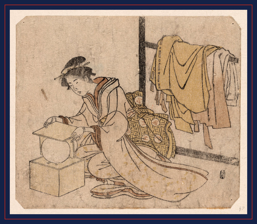 Detail of Mari O Dasu Musume, Young Lady Removing a Kemari (Ball) from Its Box by Anonymous