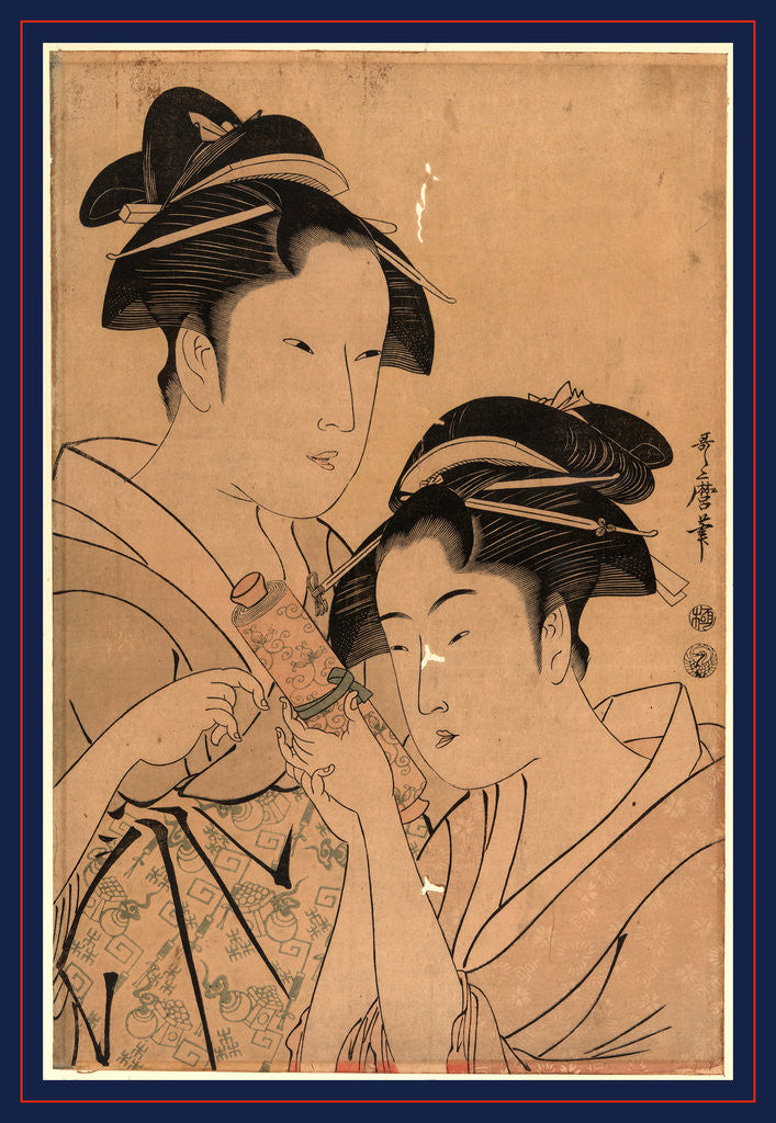 Detail of Kagiya osen to takashima ohisa, Osen of Kagiya and Ohisa of Takashima by Kitagawa Utamaro
