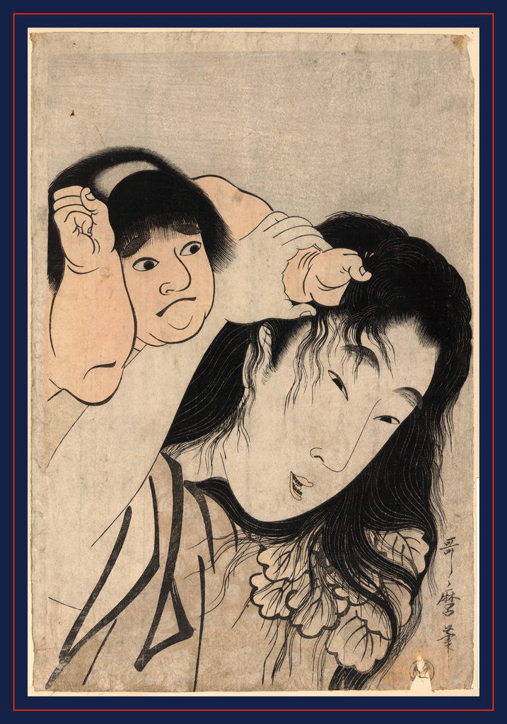 Detail of Yamauba No Kami O Tsukamu Kintaro, Kintaro Grabbing Yamauba's Hair by Anonymous