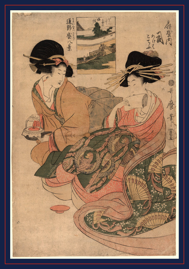 Detail of Ogiyauchi tsukasa, The courtesan Tsukasa of Ogiya by Kitagawa Utamaro