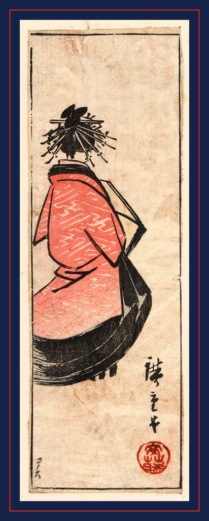 Detail of Ushiro muki oiran zu, Oiran high class courtesan by Utagawa Hiroshige