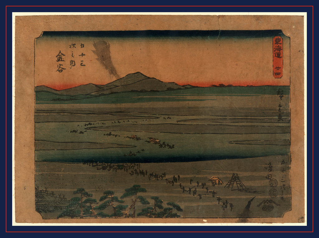 Detail of Long Trail of Travelers Crossing the Oi River Between the Shimada and Kanaya Stations on the Tokaido Road. by Anonymous