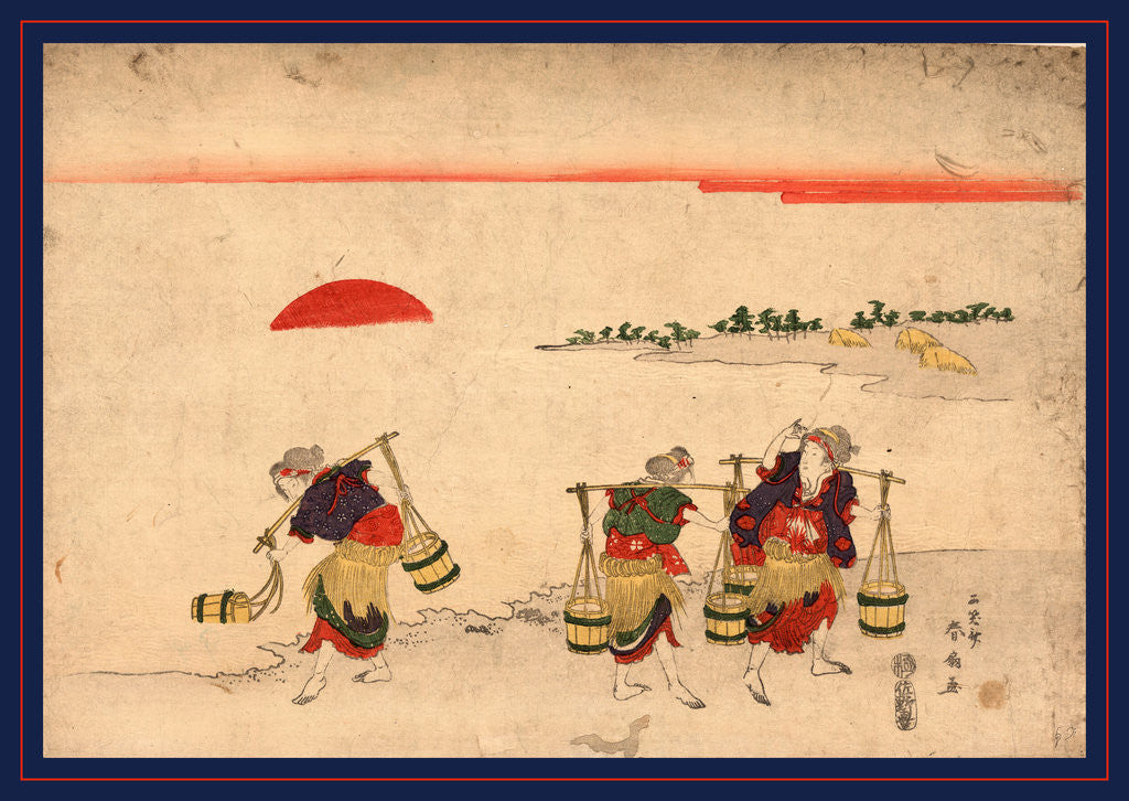 Detail of Shiokumi, Salt gathering by Katsukawa Shunsen