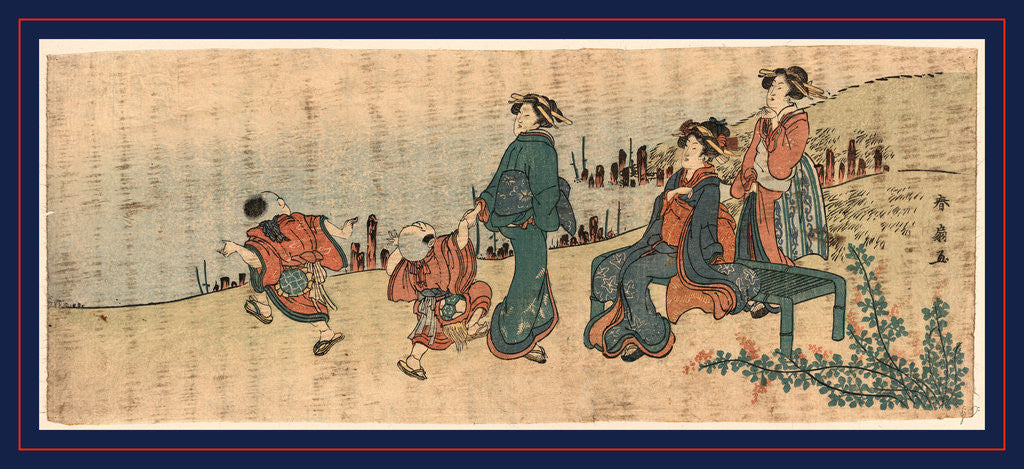 Detail of Kishibe no hagi, Bushclover on the riverbank by Katsukawa Shunsen