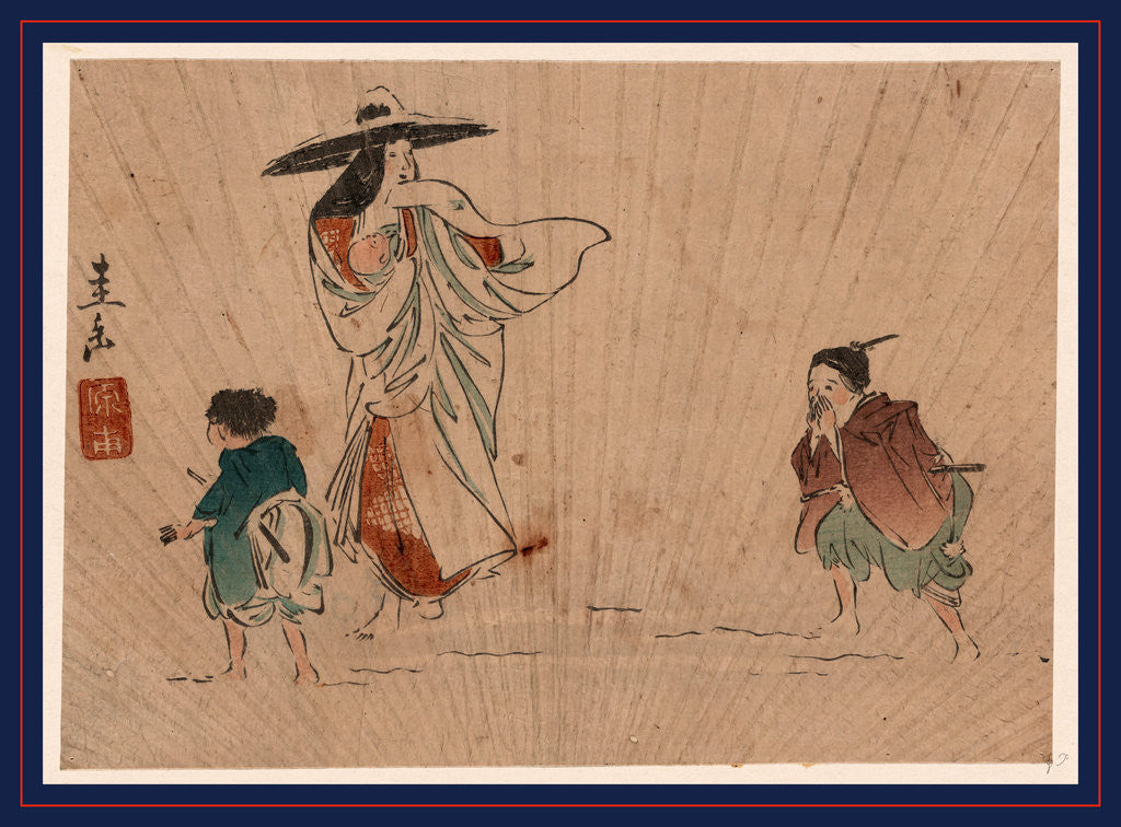 Detail of Secchu tokiwa zu, Lady Tokiwa in the snow by Harada Keigaku
