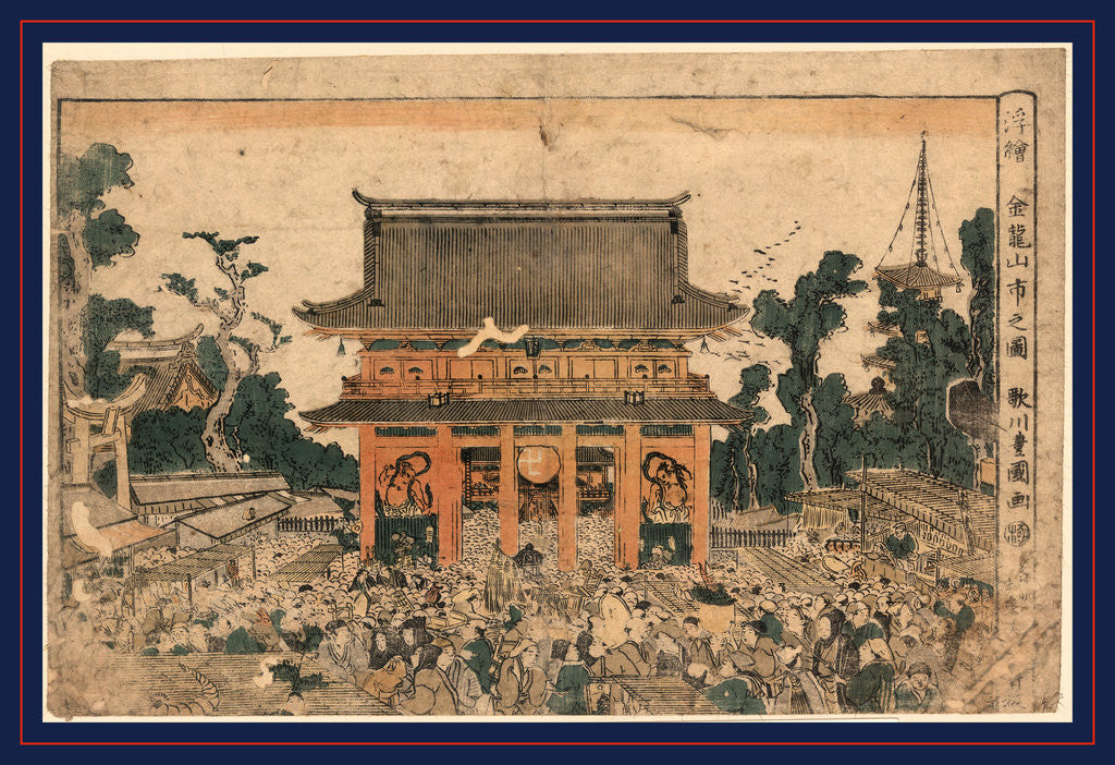 Detail of Large Throng of People at the Open-Air Marketplace at Kinryuzan. by Anonymous