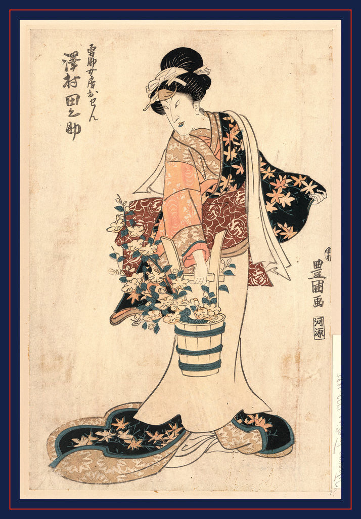 Detail of Sawamura Tanosuke no Yusuke nyobo Osen, The actor Sawamura Tanosuke in the role of Yusuke's wife Osen by Utagawa Toyokuni