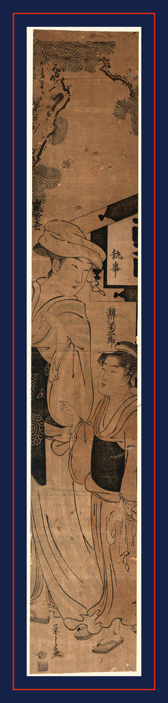 Detail of Woman Walking with a Young Woman or Maid, Returning from a Visit to a Shrine. by Anonymous