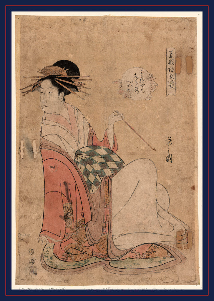 Detail of Wakanaya uchi Shiratsuyu, The courtesan Shiratsuyu of Wakana-ya by Hosoda Eishi