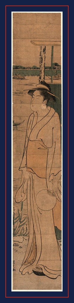 Detail of Sumida kahan no bijin, Beauty on the bank of the Sumida River by Hosoda Eishi