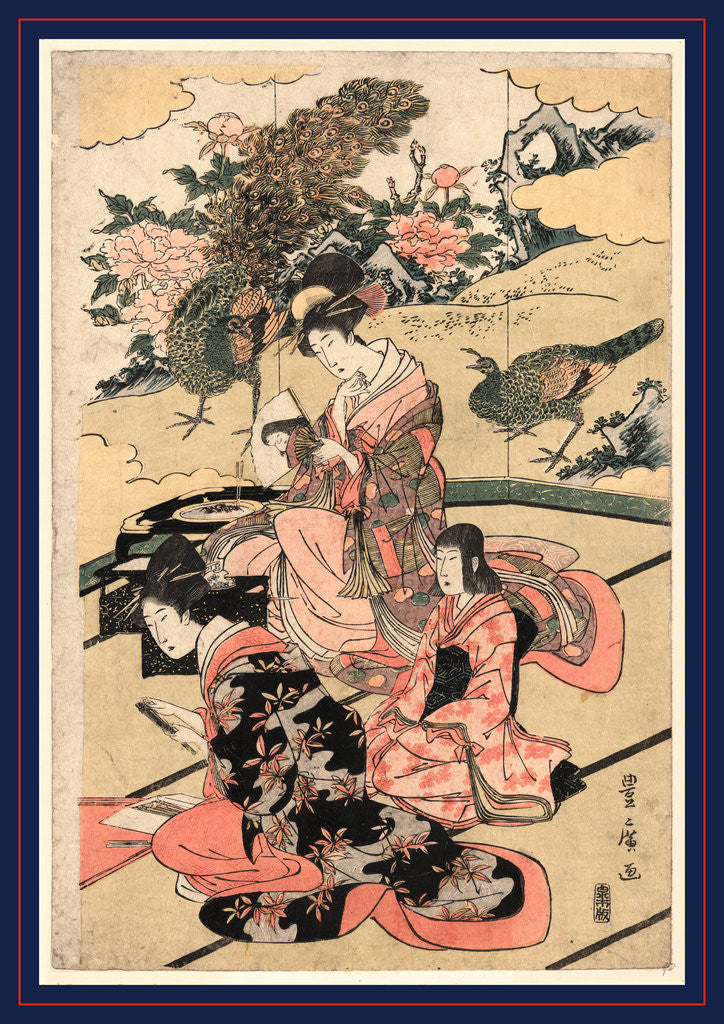 Detail of Daimyo no okuzashiki, A Daimyo's mansion by Utagawa Toyohiro