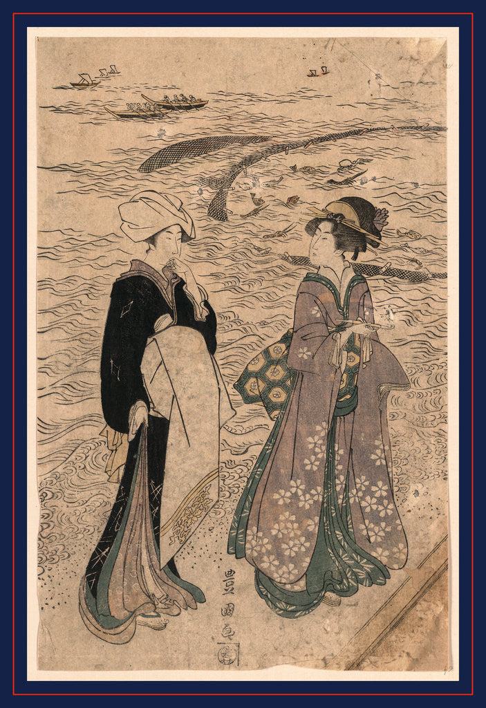 Detail of Jibukiami, Fishing net by Utagawa Toyokuni