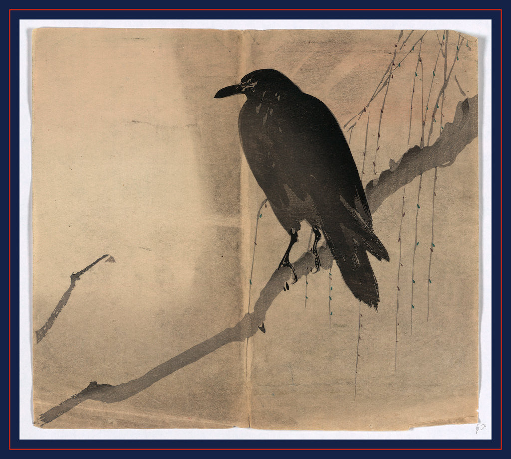 Detail of Yanagi ni karasu, Crow on a willow branch by Anonymous