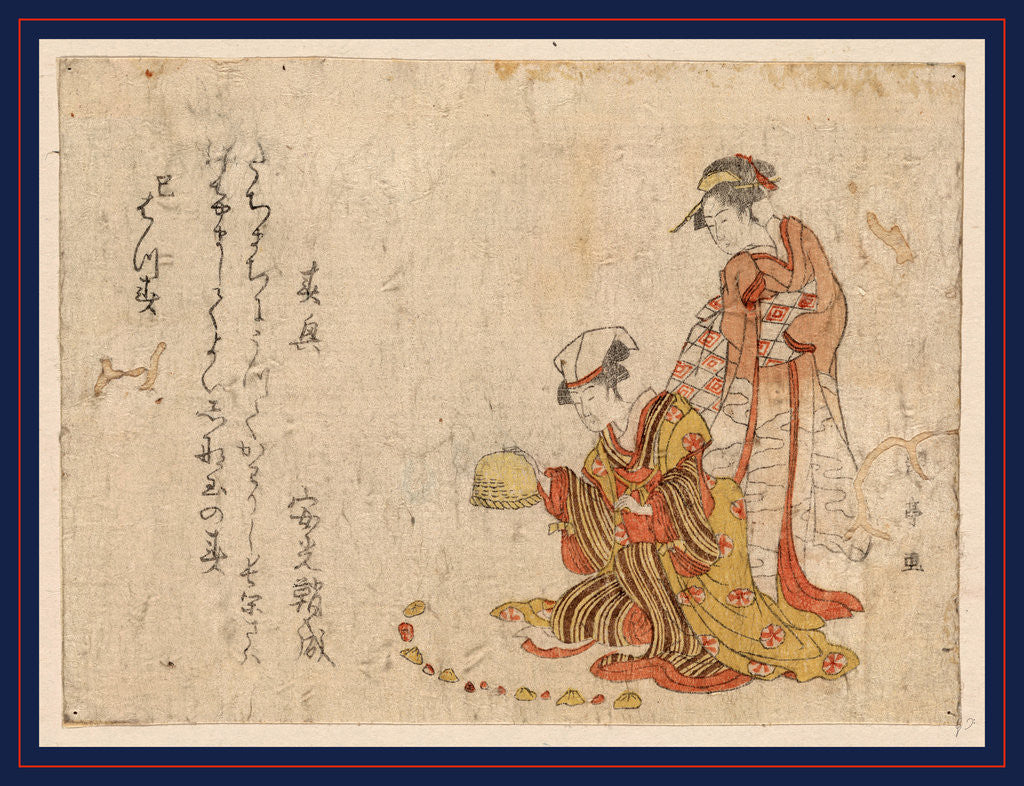 Detail of Woman Standing behind a Person Squatting, Playing a Shell Game. by Anonymous