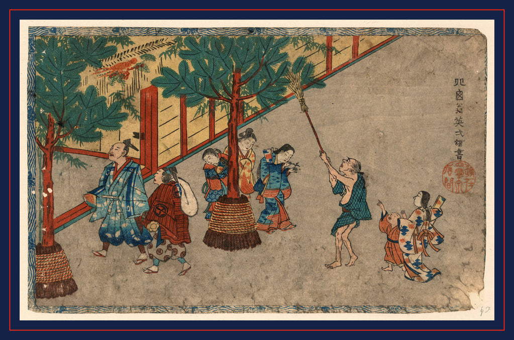 Detail of Mutsuki, January by Hanabusa Itcho