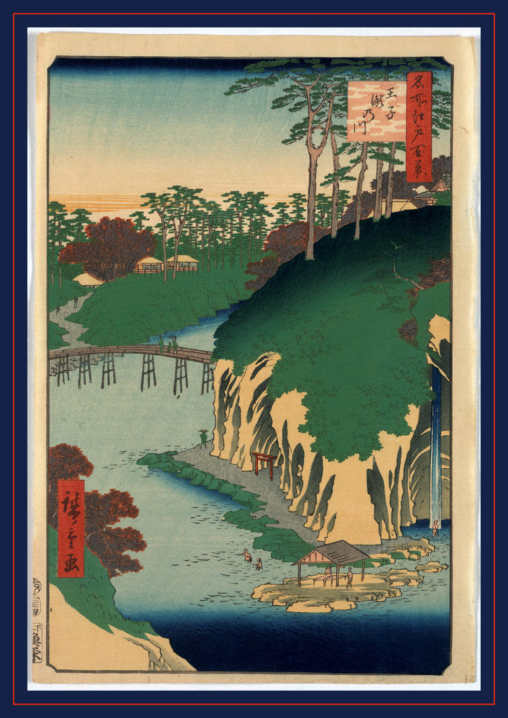 Detail of Bird's-Eye View of the Takino River Near the Oji Station by Anonymous